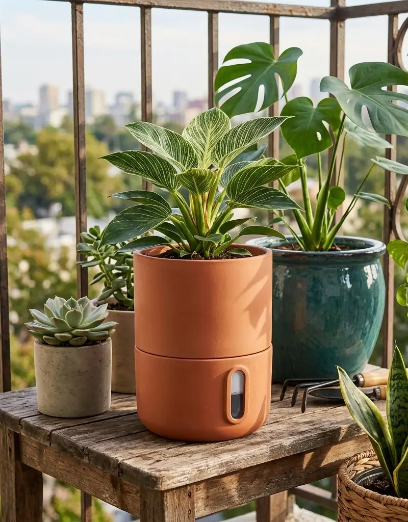 Vasos ornamentais em uma sacada